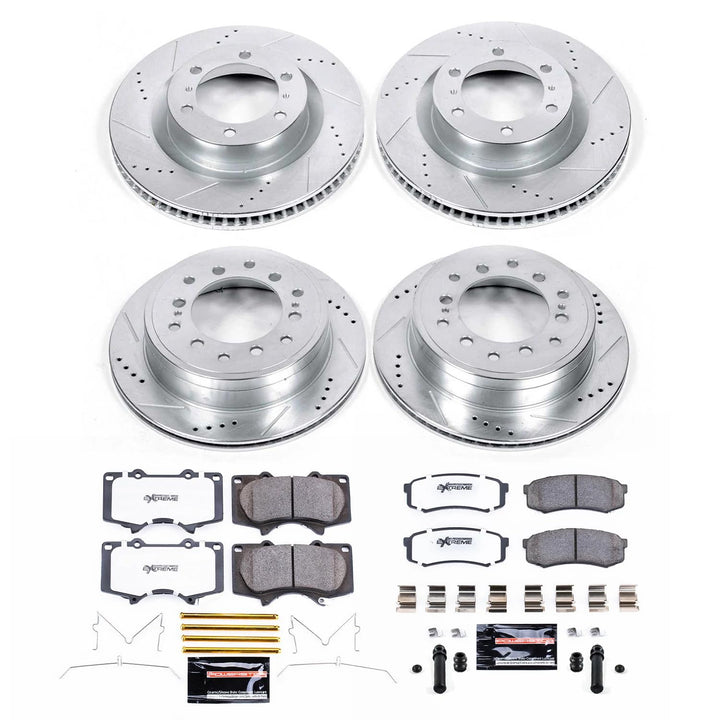 Power Stop Brake Kit For 2010-2022 Lexus GX460, 2010-2023 Toyota 4Runner - Front and Rear Z36 Truck & Tow, Drilled and Slotted Brake Rotors, and Carbon Fiber Ceramic Brake Pads Replacement, K5874-36