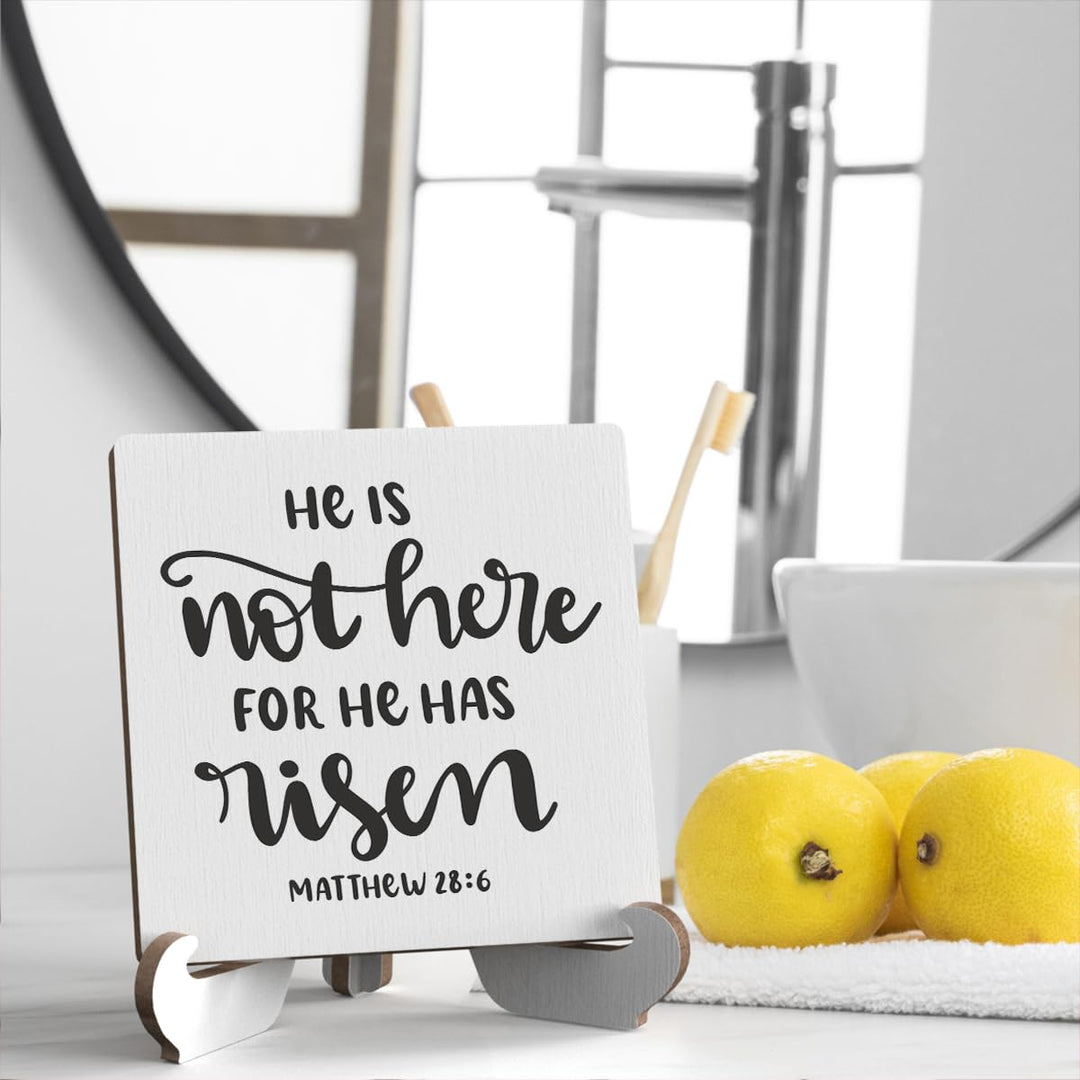 Bible Verse Table Desk Decor Inspirational Rustic Christian Wood Sign Plaque with Wooden Stand, Motivational Religious Positive Vintage Decor for Tabletop Desktop Shelf Shelves Countertop Washroom