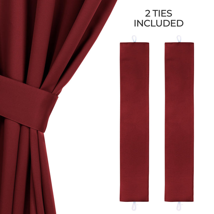 Superior Blackout Curtains, Room Darkening, Bedroom, Drapes, Kitchen, Living Room Window Accents, Sun Blocking, Thermal, 2 Pack, Solid Blackout Curtains, Set of 2, 46" x 63", Sangria