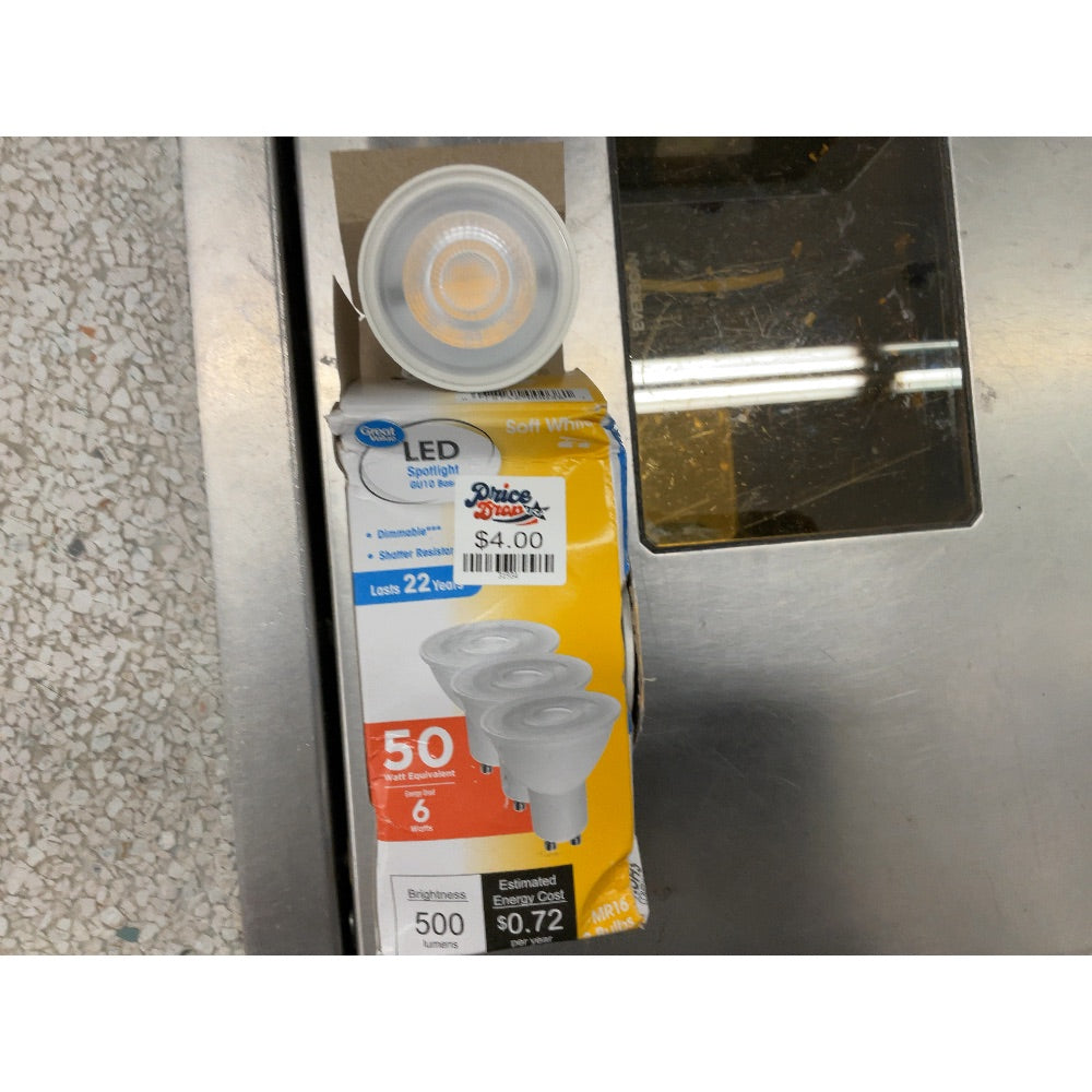 Great Value LED Spotlight - GU10 Base, Dimmable, 50 Watt Equivalent, 6 Watts, Soft White