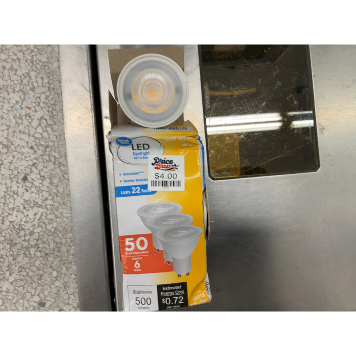 Great Value LED Spotlight - GU10 Base, Dimmable, 50 Watt Equivalent, 6 Watts, Soft White