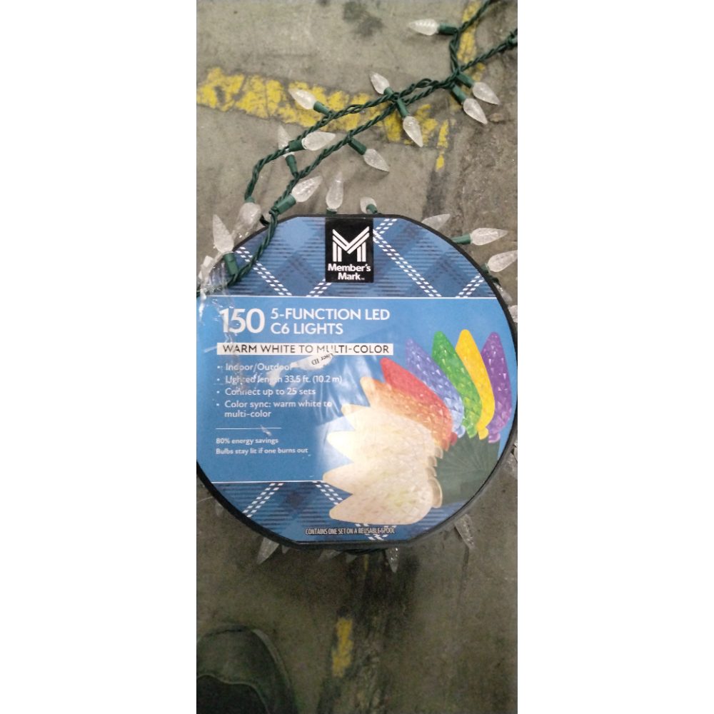 Member's Mark 150 5-Function LED C6 Lights - Warm White to Multi-Color, Indoor/Outdoor Retail $25.00