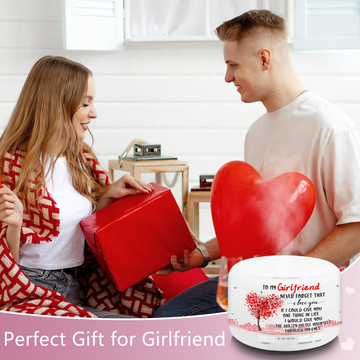 Valentines Day Gifts for Girlfriend, Girlfriend Gifts 500ml Aromatherapy Diffuser with Remote Control, 4 Timer Setting, 7 Color Setting, Auto Shut-Off, Gifts for Girlfriend on Valentines Day for Her