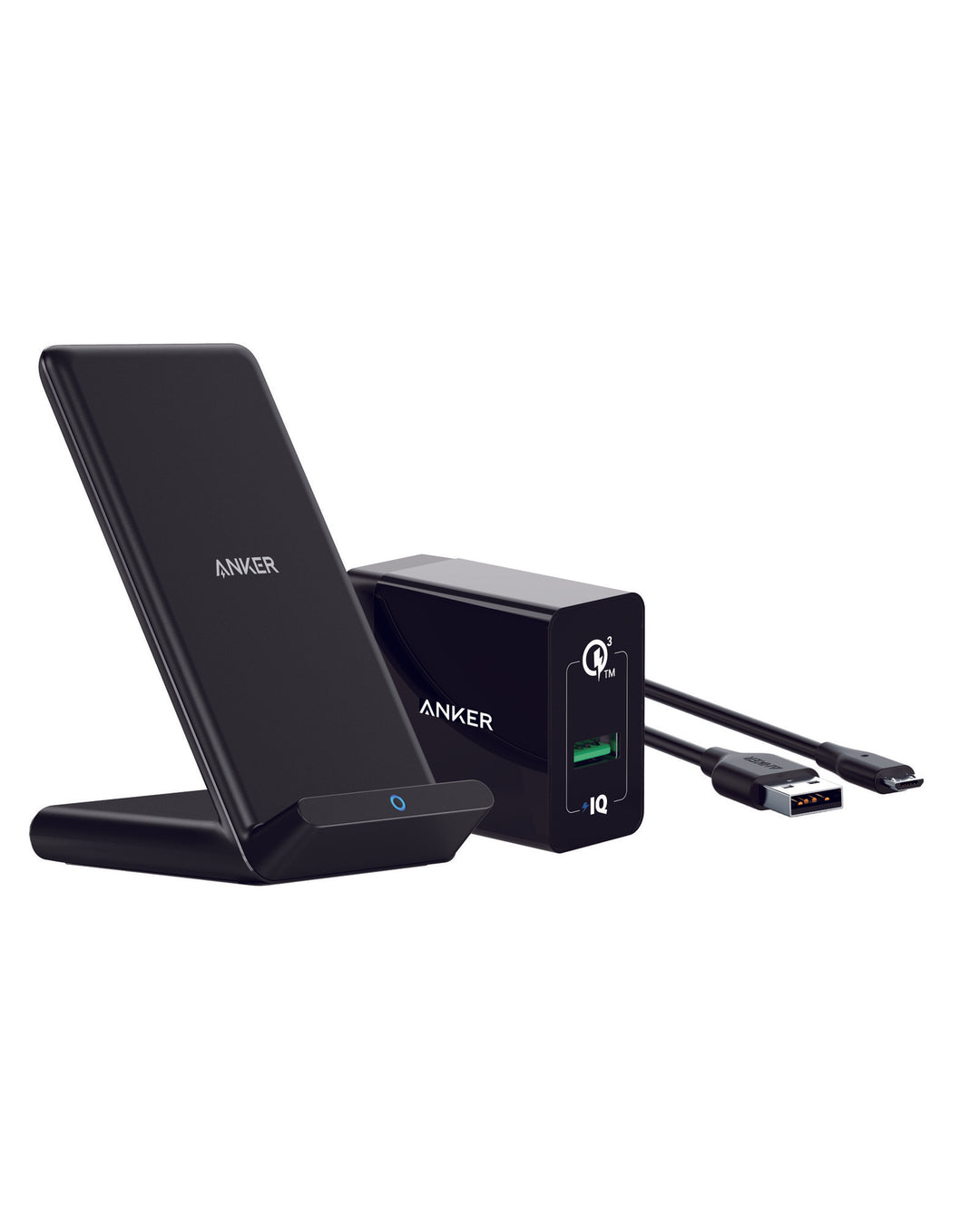 Anker - PowerWave 10W Charging Stand with Adapter for Qi Devices - Black