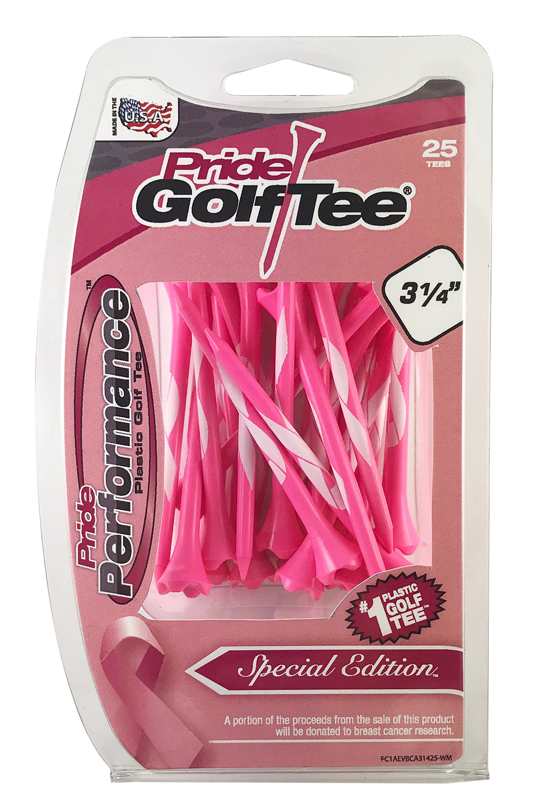 Pride Performance Breast Cancer Awareness Plastic Golf Tees - Low-Resistance  Enhanced Stability  3.25  Pink Tees  25 Count Retail $7.47