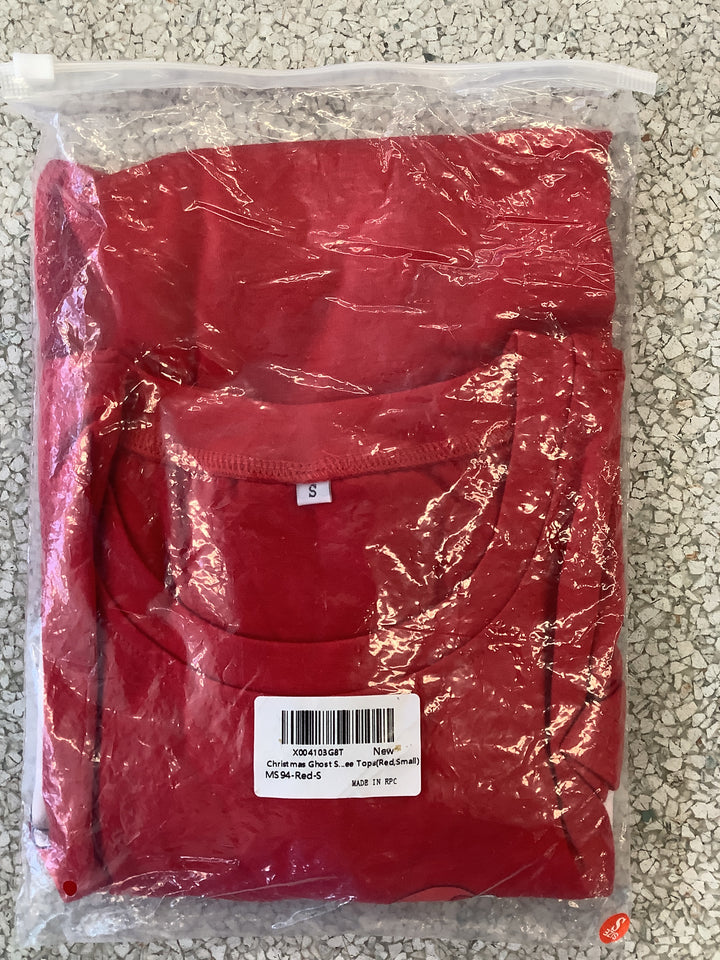 Women's Christmas Ghost Graphic Top in size Small (S).