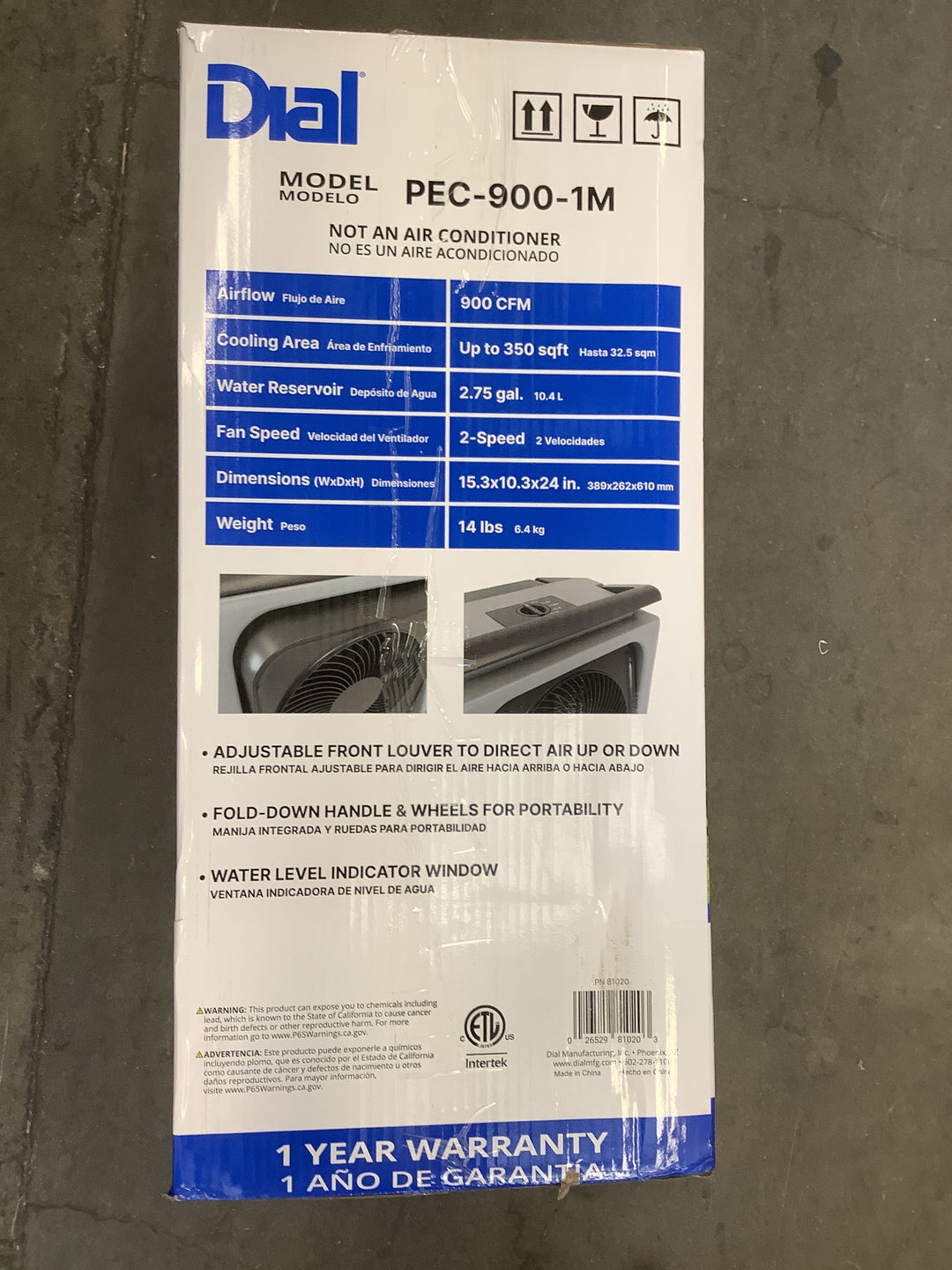 900 CFM Portable Evap Cooler