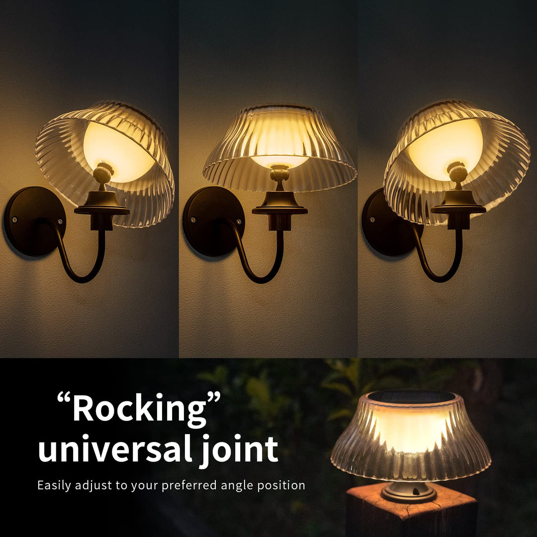 Nora Gift 2 Pack Solar Wall Lights Outdoor Waterproof,Solar Fence Lights,Solar Porch Wall Lights,LED Patio Table Lights,Auto on/Off Solar Light,Ideal for Garden,Porch, Backyard,Post - 2 Pack