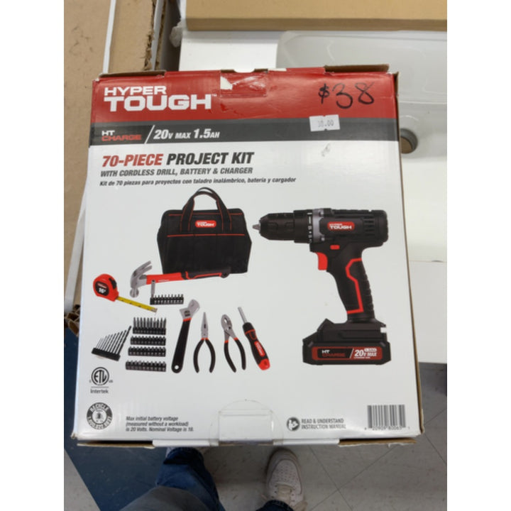 Hyper Tough 20V Max 1.5AH 70-Piece Project Kit with Cordless Drill  Battery & Charger