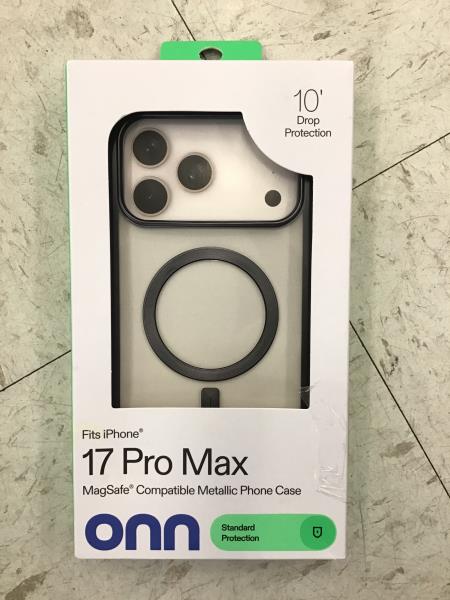 onn iPhone 17 Pro Max Case - MagSafe Compatible, Metallic, 10' Drop Protection, Black Retail $15.00