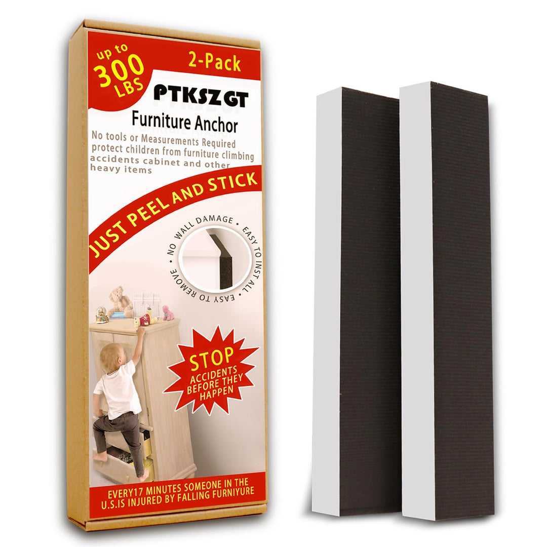 PTKSZGT Furniture Anchors for Babyproof No Drilling No-Tools-Required Self-Adhesive Aesthetically Pleasing Secure 300 Pound Prevent Dresser Cabinet Bookshelf Falling Anti Tip Earthquake