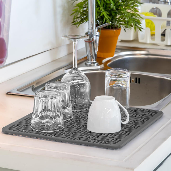 fontal Sink Mats and Protectors for Kitchen Sink Mat for Bottom of Sink,Silicone Draining Mat for Kitchen Sink Stainless Steel, Flexible,Cut-to-Fit Sizing,Grey
