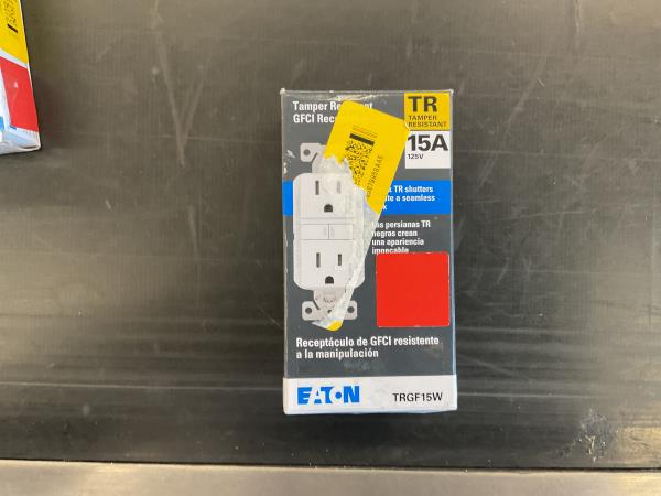 Eaton TRGF15W - Tamper Resistant GFCI Receptacle, 15A, 125V