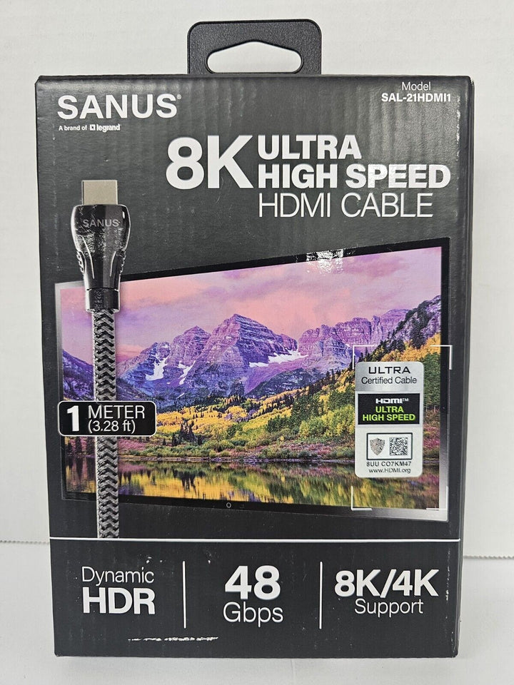Sanus 8K ULTRA HIGH SPEES HDMI to HDMI 3.28-ft Black - 48 Gbps SAL-21HDMI1