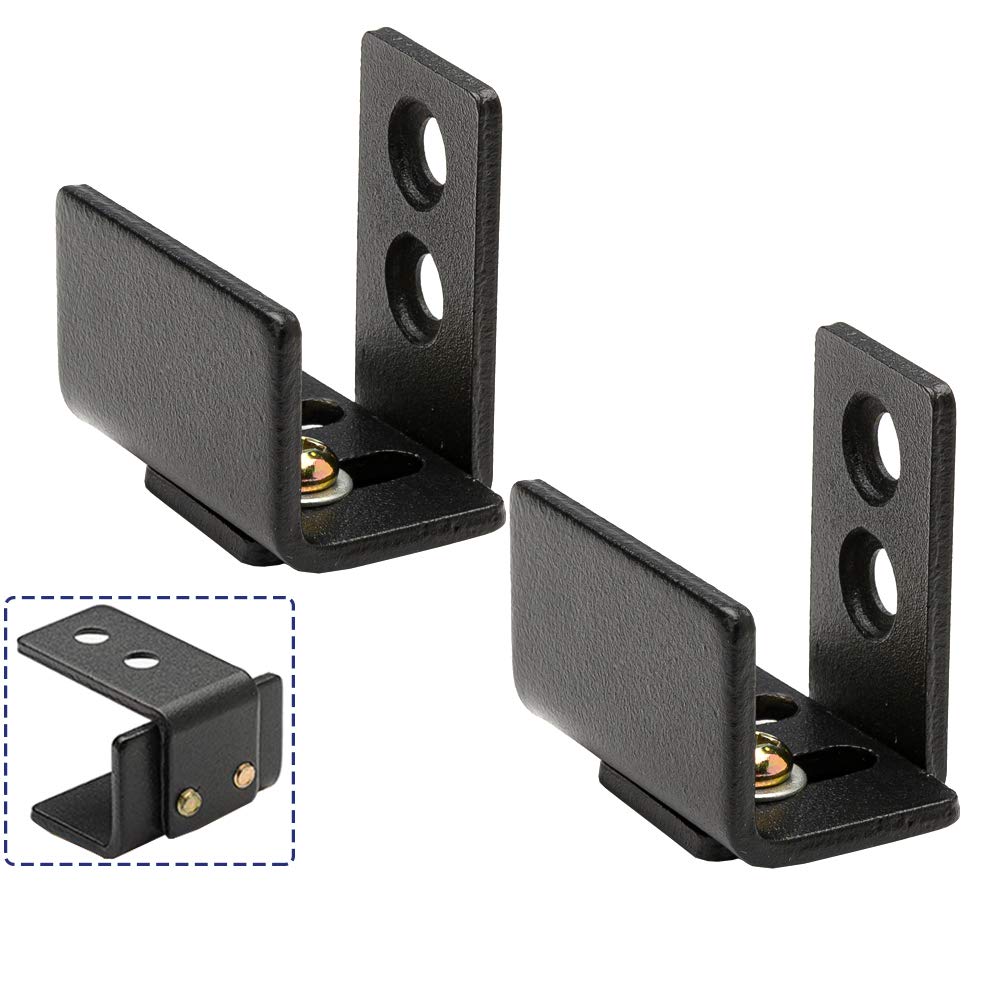 SMARSMITH Sliding Door Guide, New Low Profile Wall Mounted Barn Door Bottom Floor Guide with Adjustable Bracket for Barn Cabinet-Flush Bottom-Metal Hardware Matte Black 2 Pcs