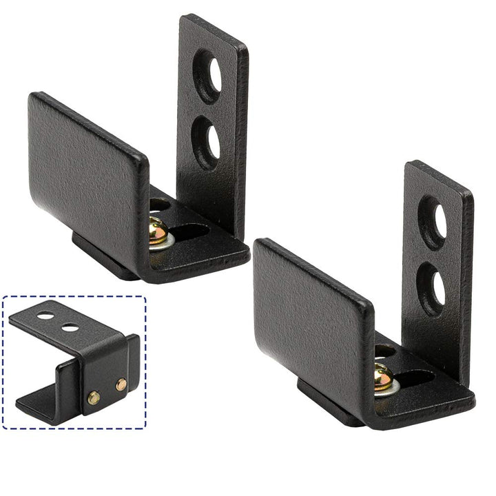 SMARSMITH Sliding Door Guide, New Low Profile Wall Mounted Barn Door Bottom Floor Guide with Adjustable Bracket for Barn Cabinet-Flush Bottom-Metal Hardware Matte Black 2 Pcs