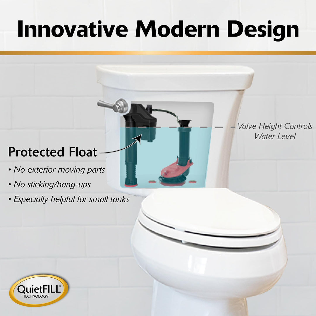 Korky 4010XP 2X Long-Life Standard 2-inch Complete Fixes: Running, Noisy, No/Slow Refill, and No/Weak Flush Easy to Install Toilet Repair Kit, Black