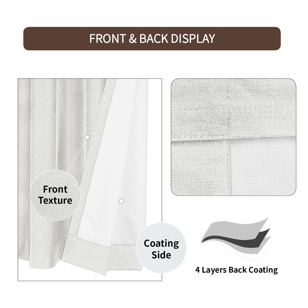 D E CURTAIN Blackout Curtains,Linen Curtains for Living Room or Bedroom 100% Absolutely Blackout,Back Coating Drapes for Quality Sleep and Privacy Protection,2 Panels Burg(Each 52 x 63 Inch,White)