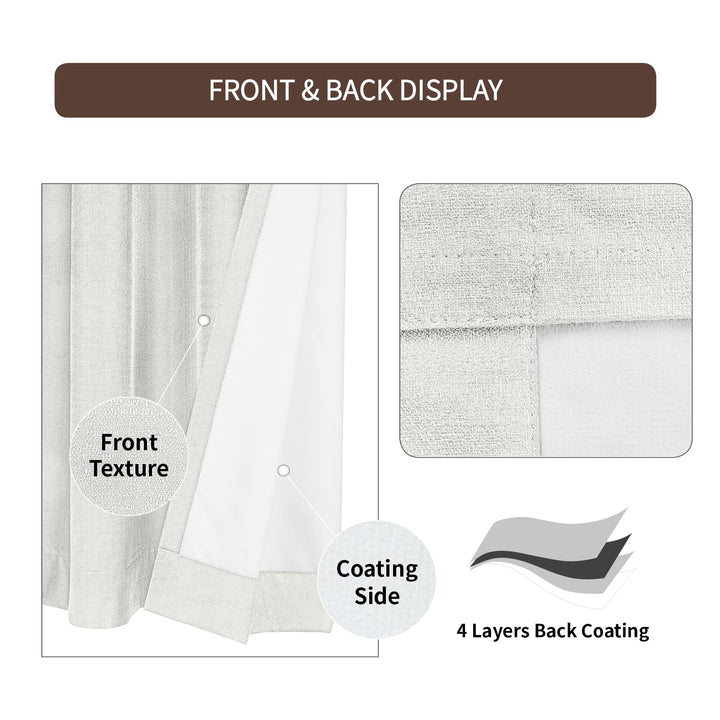 D E CURTAIN Blackout Curtains,Linen Curtains for Living Room or Bedroom 100% Absolutely Blackout,Back Coating Drapes for Quality Sleep and Privacy Protection,2 Panels Burg(Each 52 x 63 Inch,White)