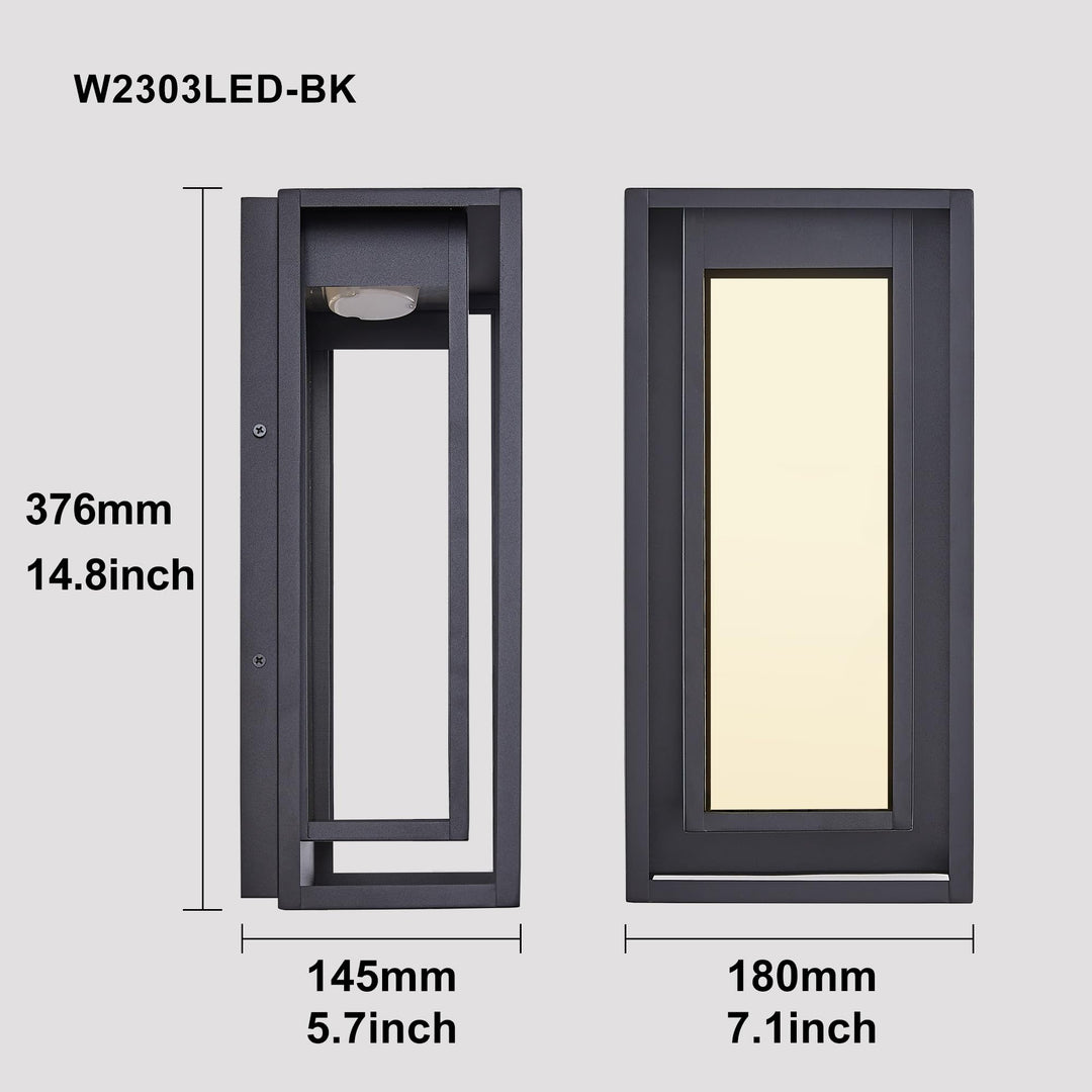 Tarentlight Modern LED Outdoor Wall sconces Waterproof Wall Mount Porch Lamp Exterior Light Fixture in Textured Black and Gold Reflective Plate with 10W LED for Patio,Garage,Garden,Balcony