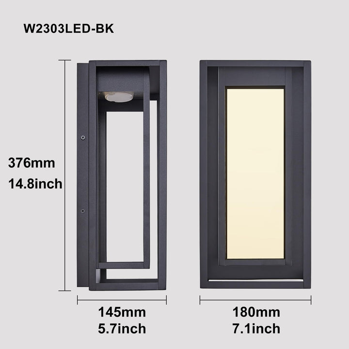 Tarentlight Modern LED Outdoor Wall sconces Waterproof Wall Mount Porch Lamp Exterior Light Fixture in Textured Black and Gold Reflective Plate with 10W LED for Patio,Garage,Garden,Balcony