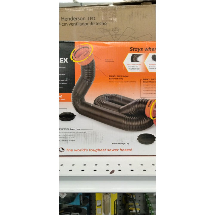 RhinoFlex 39762 15 ft. RV Sewer Hose Kit with Pre-Attached Swivel Fittings