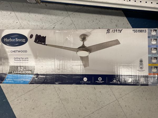Harbor Breeze Chetwood ceiling fan 52 inch Retail $199.98