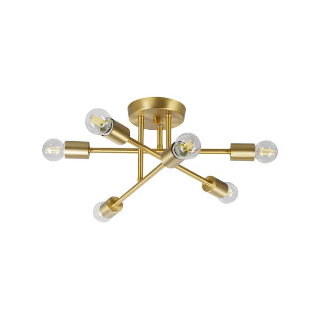 Origin 21 Shaye 6-Light 17-in Brushed Gold Incandescent Semi-flush Mount Light