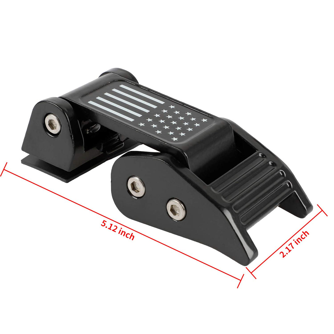 Nakuuly Hood Latches Lock Catch with U.S. Flag Style, Latch Locking Adjustable Kit Compatible with Jeep Wrangler 2007-2018 JK JKU Rubicon Sahara Sport & 2018-2025 JL JLU, 1 Pair
