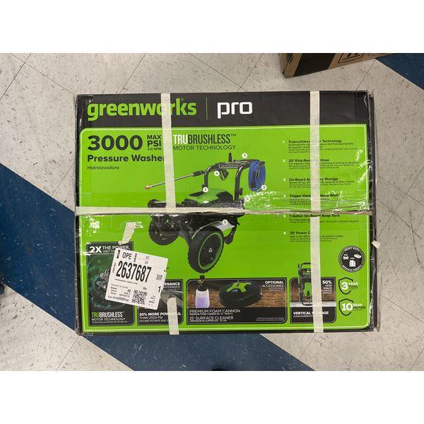 Greenworks Pro 3000 PSI Pressure Washer - TruBrushless Motor Technology, Premium Foam Cannon