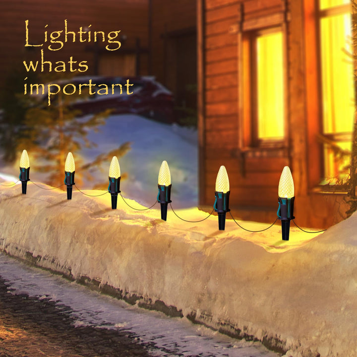 7.5 Inch 100-Pack Christmas Light Stakes for C7 C9 Christmas Lights Outdoor, Universal Plastic Light Stakes for Outdoor Holiday Lights Use on Garden Lawn Patio Path Walkway - Black