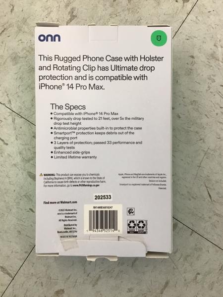 onn. 14 Pro Max Case, Rugged, with Holster and Rotating Clip, Ultimate Protection Retail $16.00