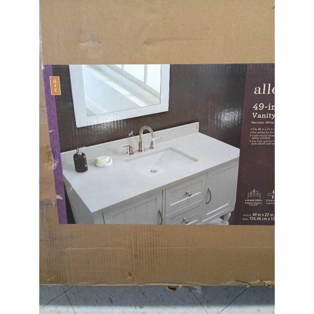 allen + roth 49-in Vanity Top, Engineered Stone, White