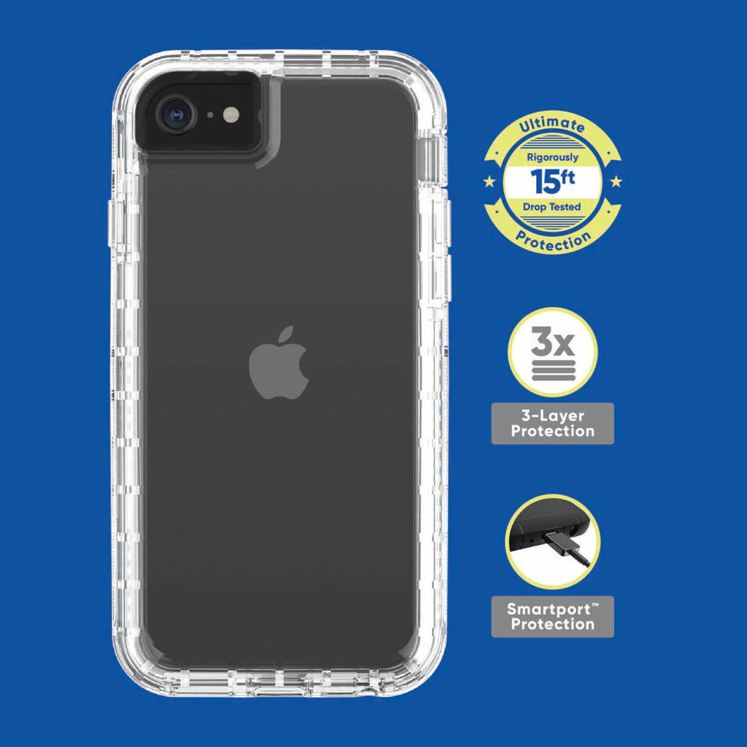 Onn. Rugged Phone Case with Holster for iPhone 6  6s  7  8  SE 2020  SE 2022 - Clear Retail $22.88