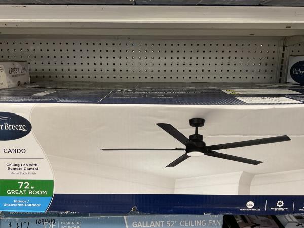 Harbor Breeze Cando ceiling fan with remote control mattee black 72 inch Retail $339.98