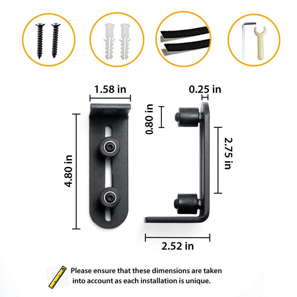Ball Bearings Design!!!New Upgraded 2 Pcs Barn Guide for Doors!!! | Stay Roller Sliding Adjustable by SMARTSMITH | Unique Guide Flush with Floor | Durable Steel Frame (Black)