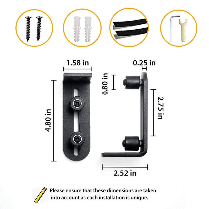 Ball Bearings Design!!!New Upgraded 2 Pcs Barn Guide for Doors!!! | Stay Roller Sliding Adjustable by SMARTSMITH | Unique Guide Flush with Floor | Durable Steel Frame (Black)