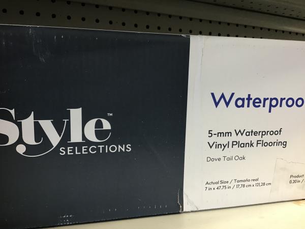 Style Selections 5-mm Waterproof Vinyl Plank Flooring - Dove Tail Oak Retail $35.00