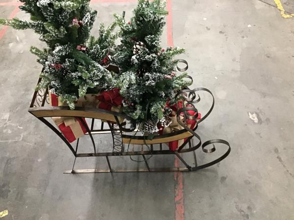 Christmas Sleigh Decoration, Metal Frame, Holiday Display Retail $75.00