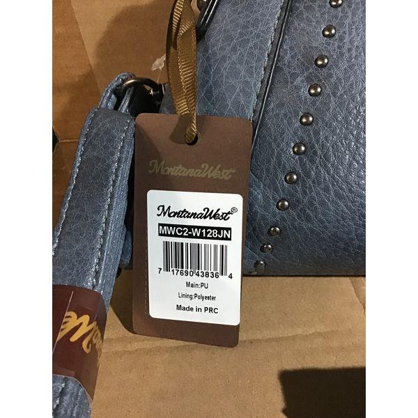 Montana West MWC2-W128JN Bag Set - Studded Design, Includes Wallet, Blue Retail $60.00