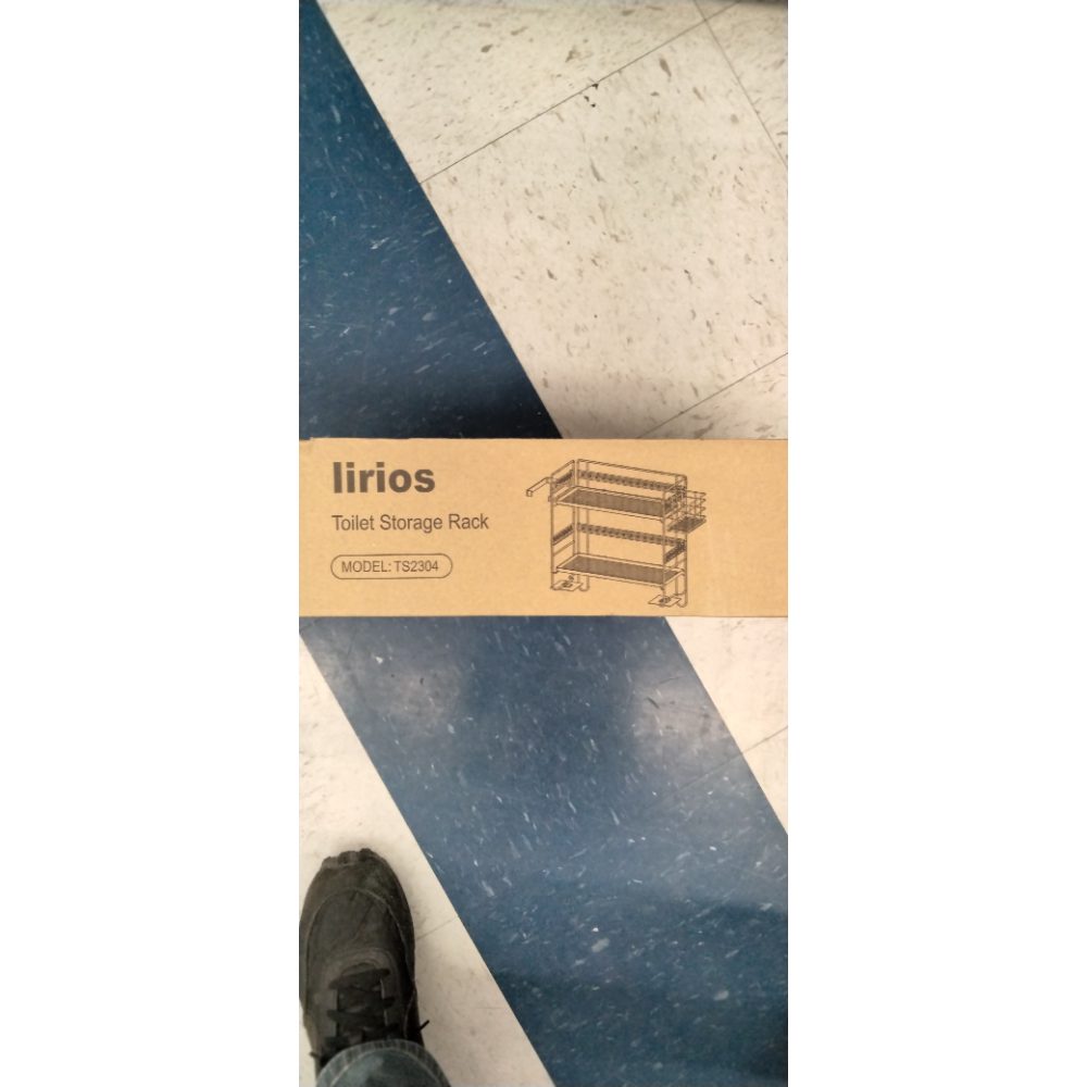Iirios Over The Toilet Storage, Upgrade 2-Tier Folding Bathroom Organizer Shelves, Metal Multifunctional Toilet Rack with Basket and Paper Holder, No Assembly, No Drilling Space Saver (Black)