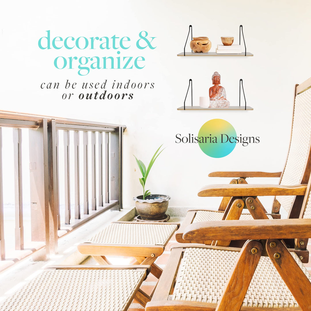 Solisaria Designs Floating Shelves, 16" Modern Decorative Wall Shelf Decor 2pk, Walnut Color, Bathroom, Living Room Corner Shelf, Rustic Wall Decor for Bedroom