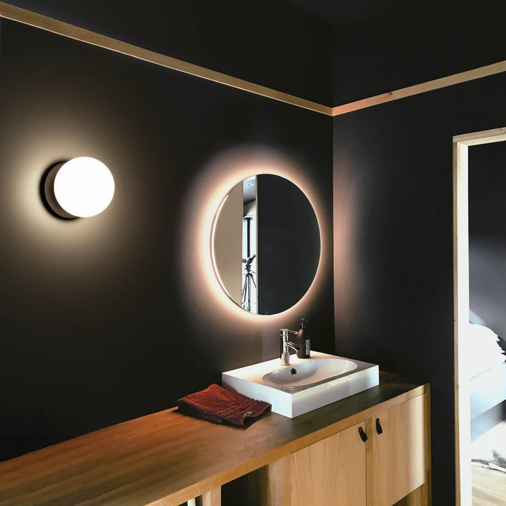 Wall Sconces, 1 Light Modern Globe Sconce in Matte Black, Wall Light for Bedroom Bathroom Living Room & Hallway Vanity Lighting, Ceiling Light Fixture