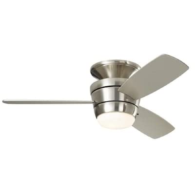 HARBOR BREEZE Mazon 44-in Brushed Nickel LED Indoor Flush Mount Ceiling Fan with Light Kit and Remote (3-Blade) MZ44BNK3 Retail $119.98