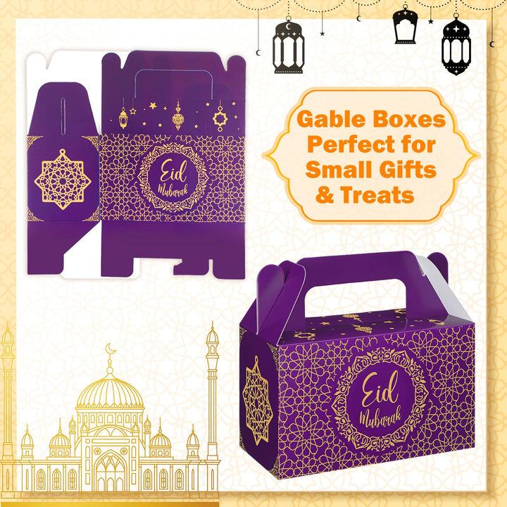 TaoBary 24 Pack ramadan Eid gift bags Muslin Mubarak ramadan Favor boxes Foldable Eid Mubarak Candy Goodie Paper present Boxes(Multi Colors)