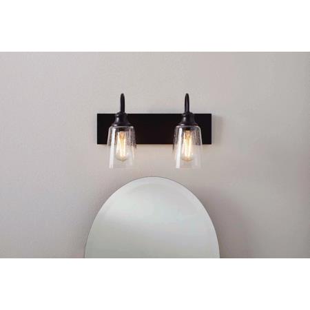 Better Homes & Gardens 16  Farmhouse 2-Light Bronze Vanity Light  Metal Fixture Seeded Glass Shades