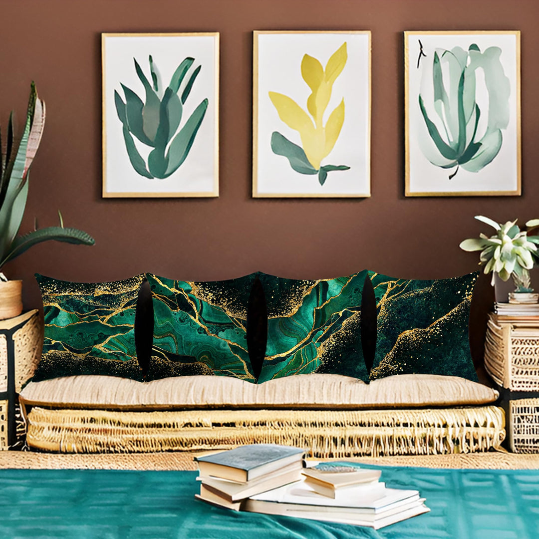 YAJTJX Marble Texture Sofa Throw Pillow Covers Blue Gray and Gold Decorative Pillow Covers 18x18 lnch Set of 4 Home Decor Living Room Sofa Couch Bed Cushion Cover Pillowcase