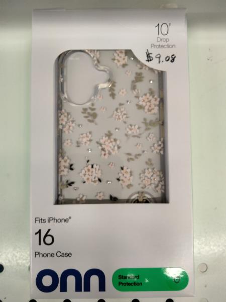 onn. iPhone 16 Phone Case - Standard Protection, Floral Design Retail $9.00