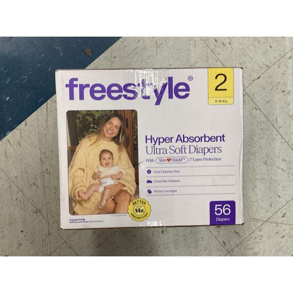 Freestyle Ultra Soft Diapers - Size 2, 9-18 lbs, Hyper Absorbent, 56 Count