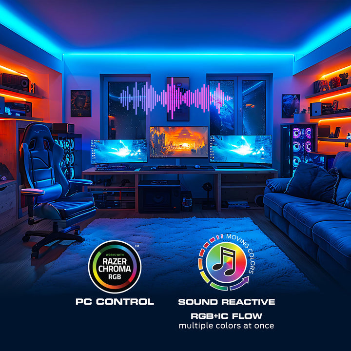 Monster Smart RGB+IC LED Strip Lights 100ft â€“ Sound Reactive Strip Lights for Bedroom, App & Voice Control, RGB Light Strip for Room, Alexa Google Home, Razer Chroma Sync - 540 RGB+IC LED Lights